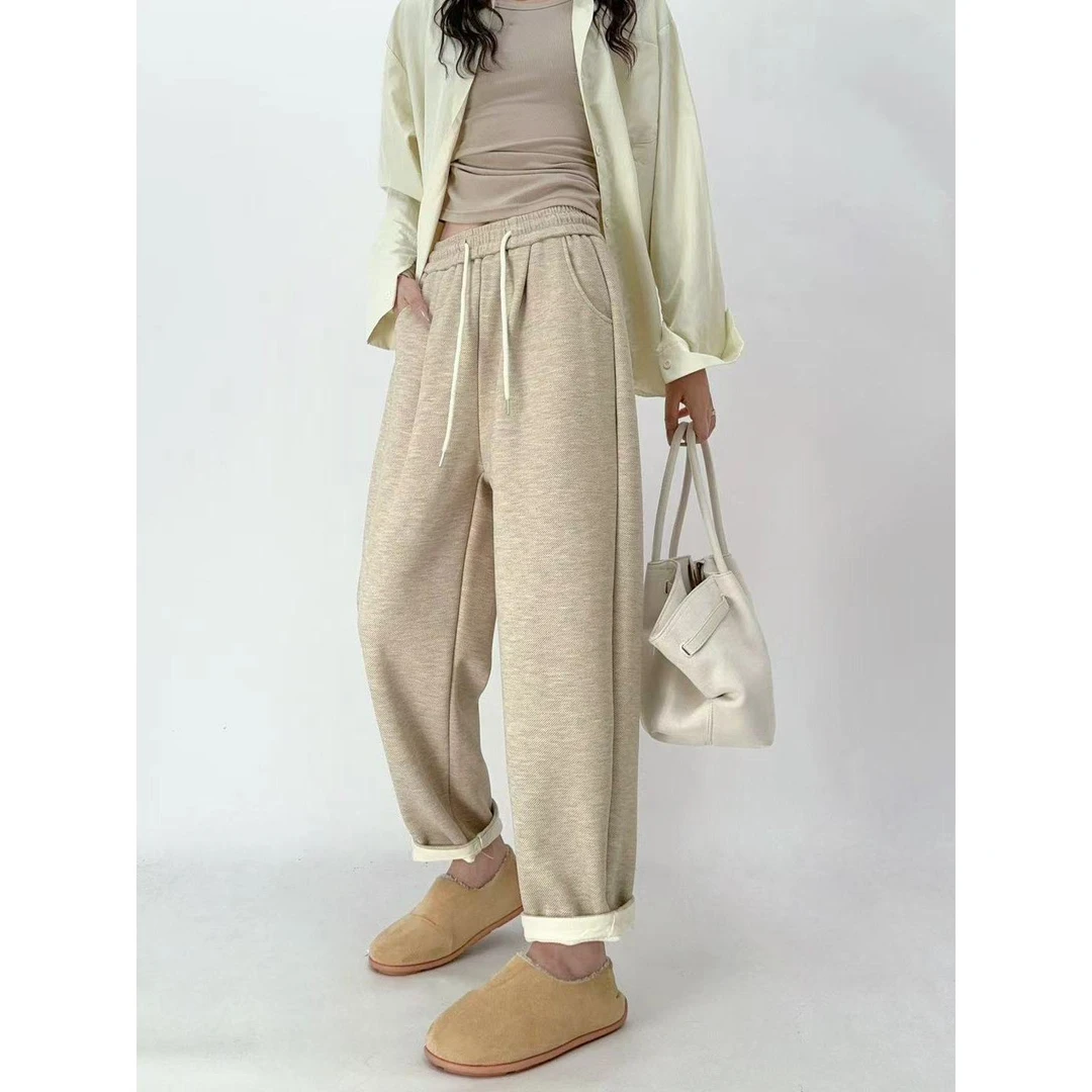 【主播推荐】女士抽绳宽松显瘦休闲卷边卫裤7166