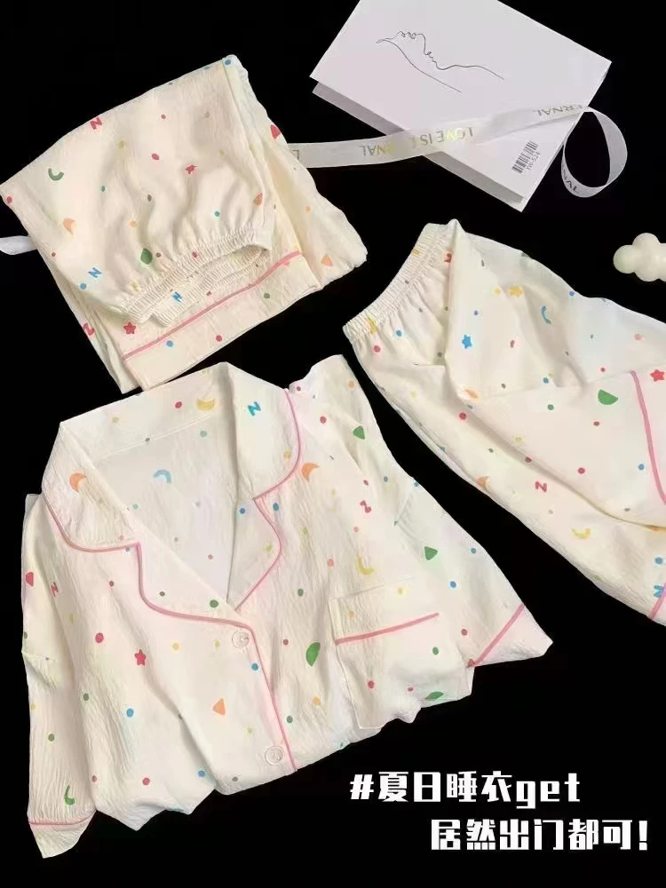 阿悄家 春夏款新款云朵棉 睡衣三件套