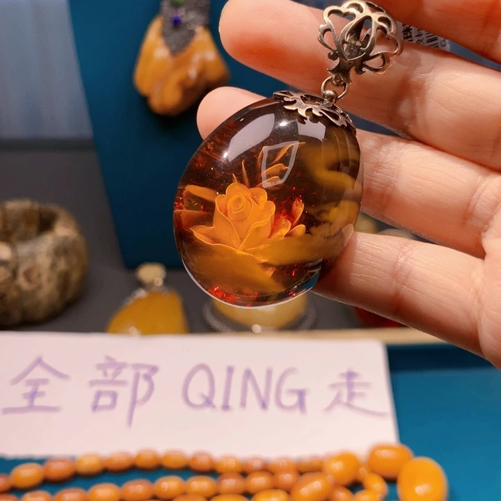 琥珀颈饰未镶嵌波兰设计款琥珀蜜蜡