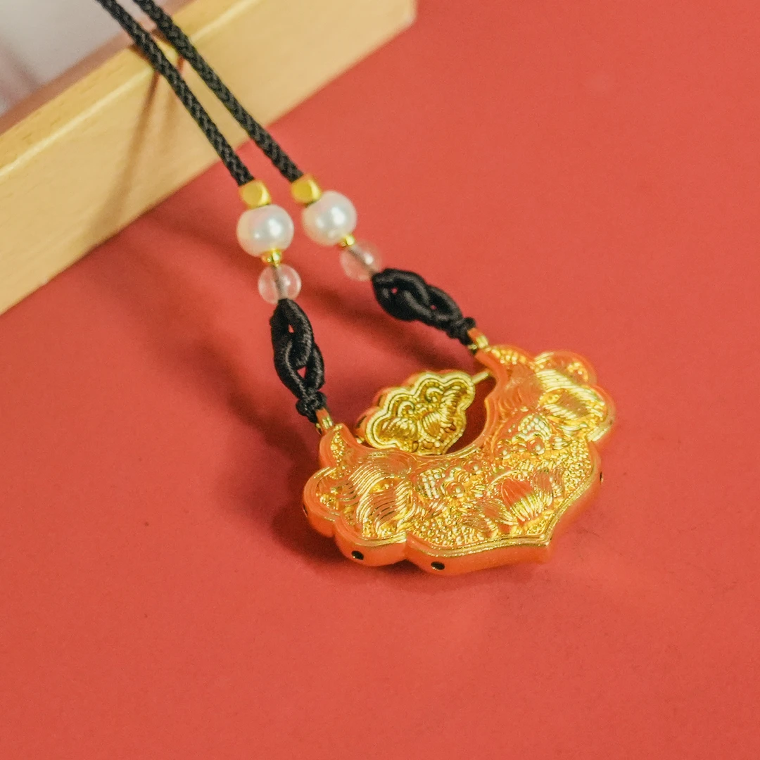 吊坠足银 古法锦鲤锁吊坠轻奢百搭足银送礼国风新中式气质手工