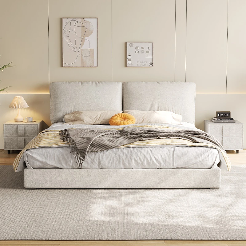 意式极简皮床现代简约大象耳朵双人床北欧网红榻榻米科技布床软床