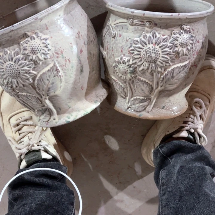 紫砂花盆口径20高度20两只正品