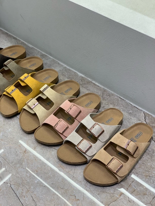 真皮牛皮勃肯鞋女勃肯拖鞋外穿2025年新款网红爆款黄色度假沙滩鞋