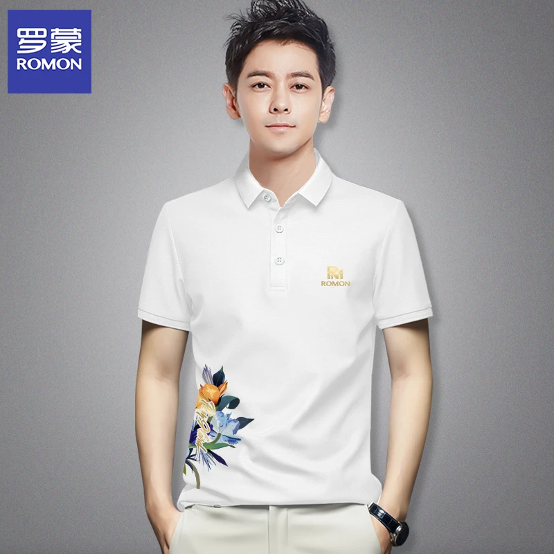 Romon/罗蒙DX3266T春夏高档polo商务修身翻领透气短袖打底衫