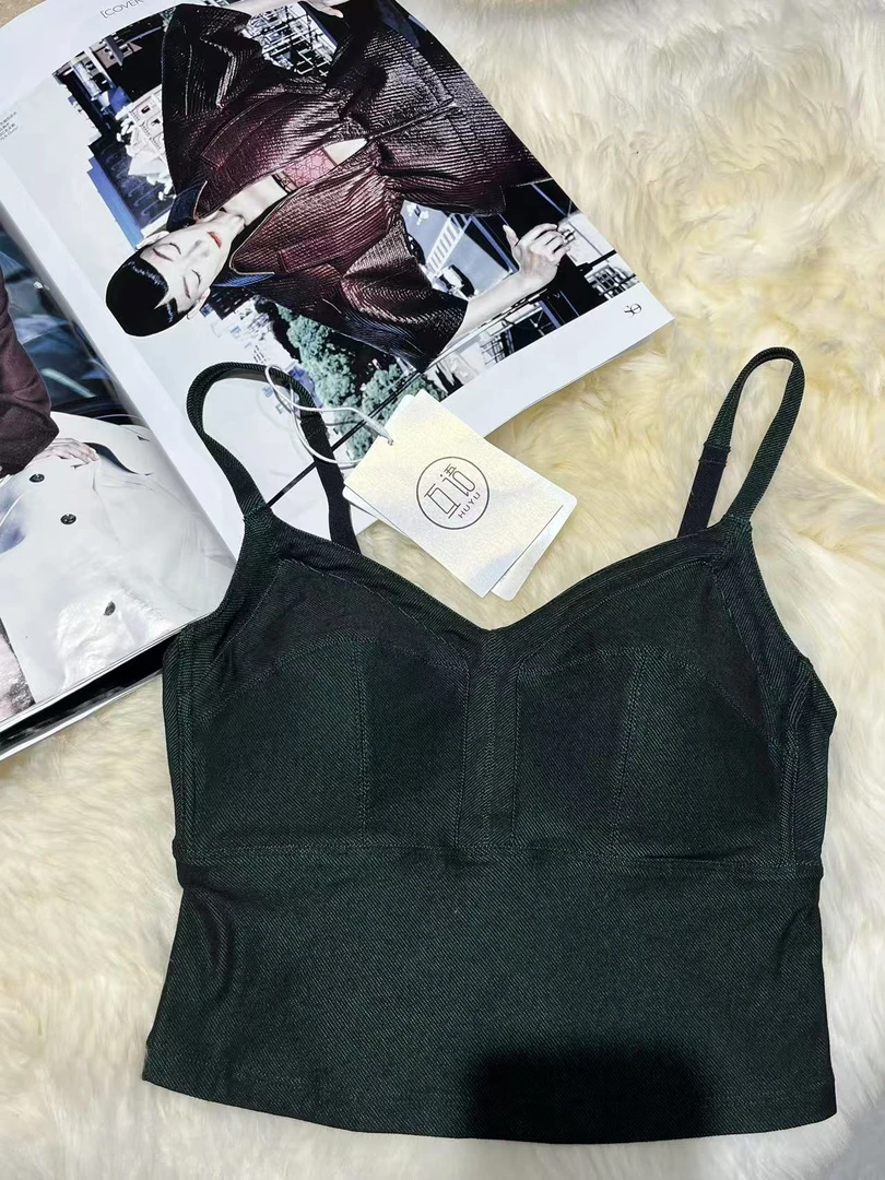 【Ann.G】A1717 辣妹高腰短款露脐吊带背心女内搭修身显瘦美背