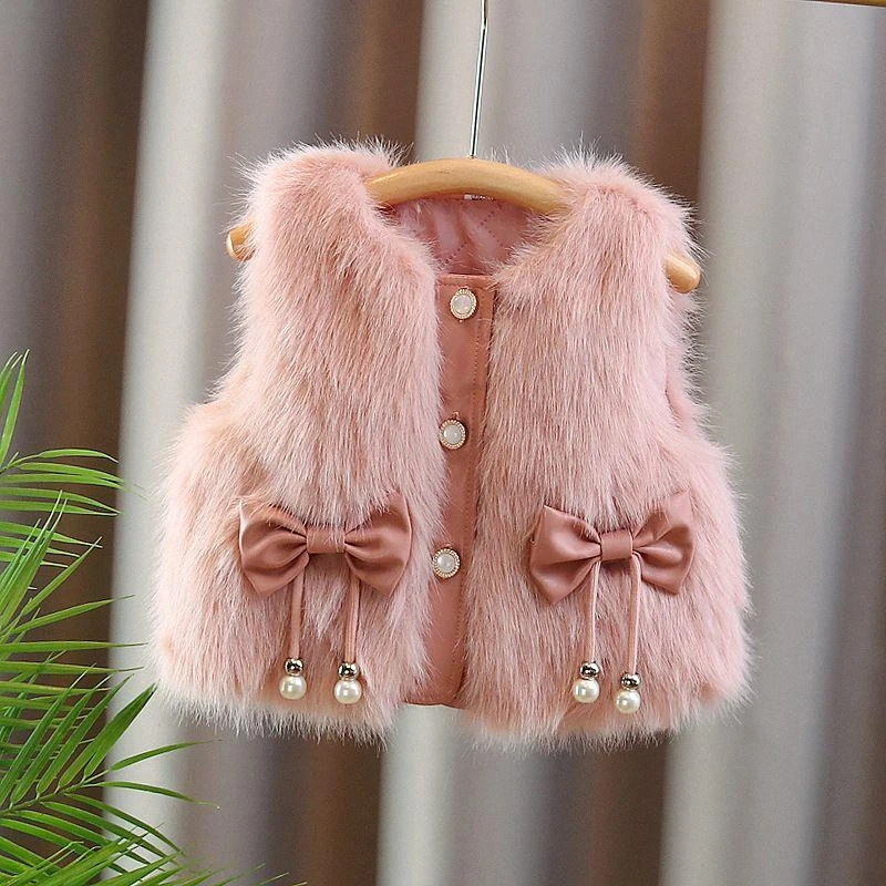 10岁女童马甲婴幼儿马甲秋冬洋气宝宝外套2025女童新款儿童彷皮毛