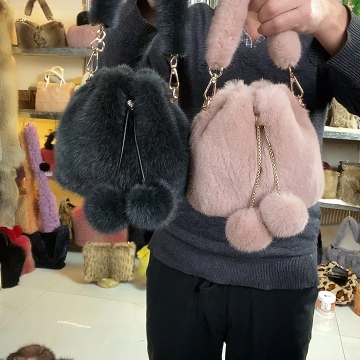 娃叔皮草水貂水桶包