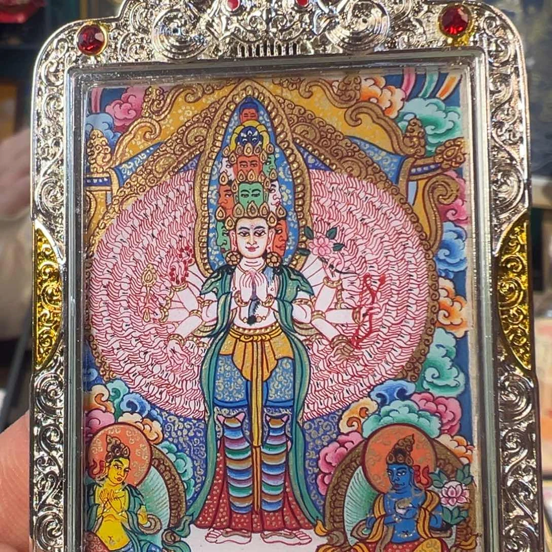 吊坠纯手绘唐卡千手