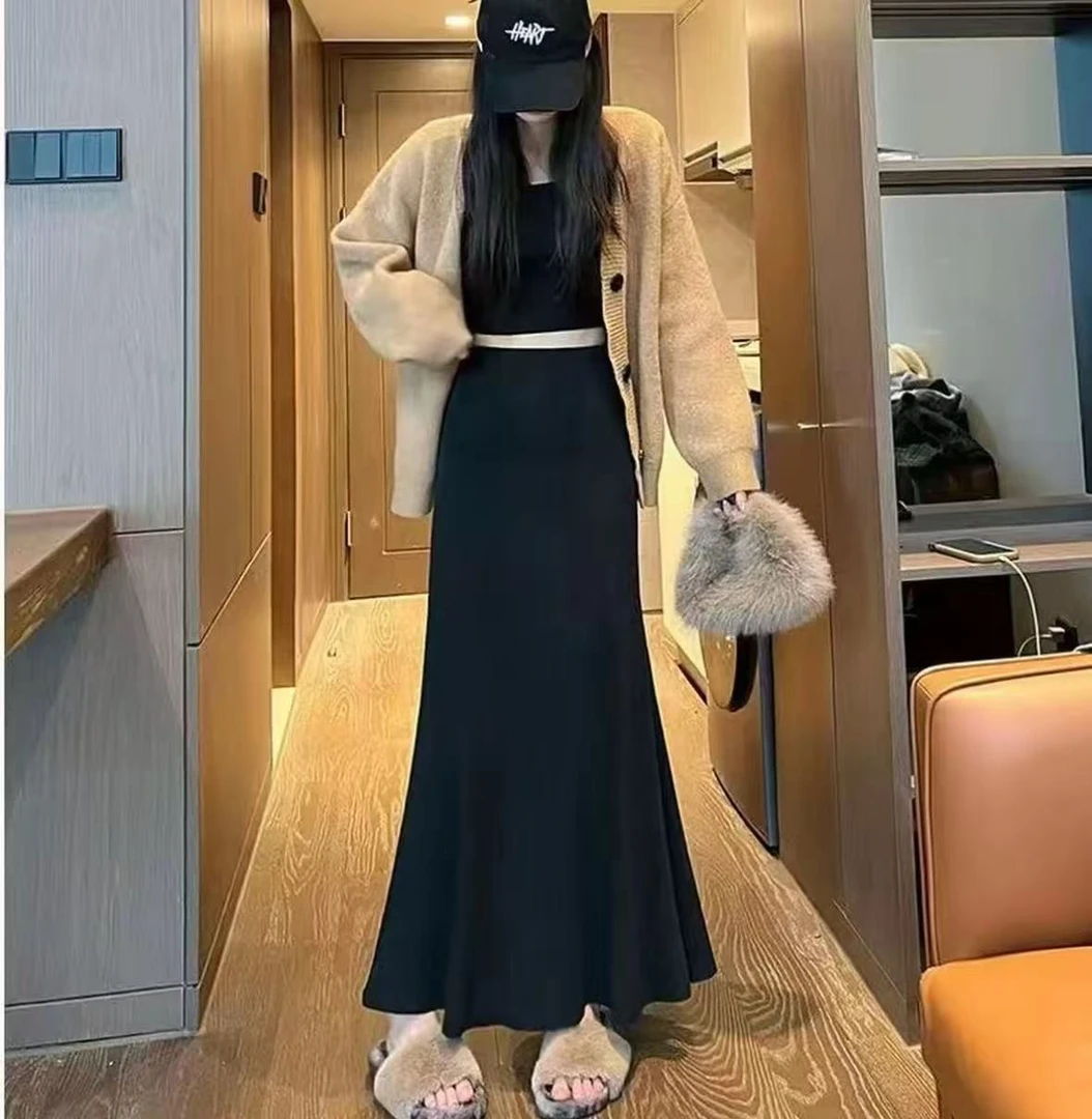 【空气棉】【两个裙长】鱼尾半身裙女秋季2025新款高腰显瘦a字裙子