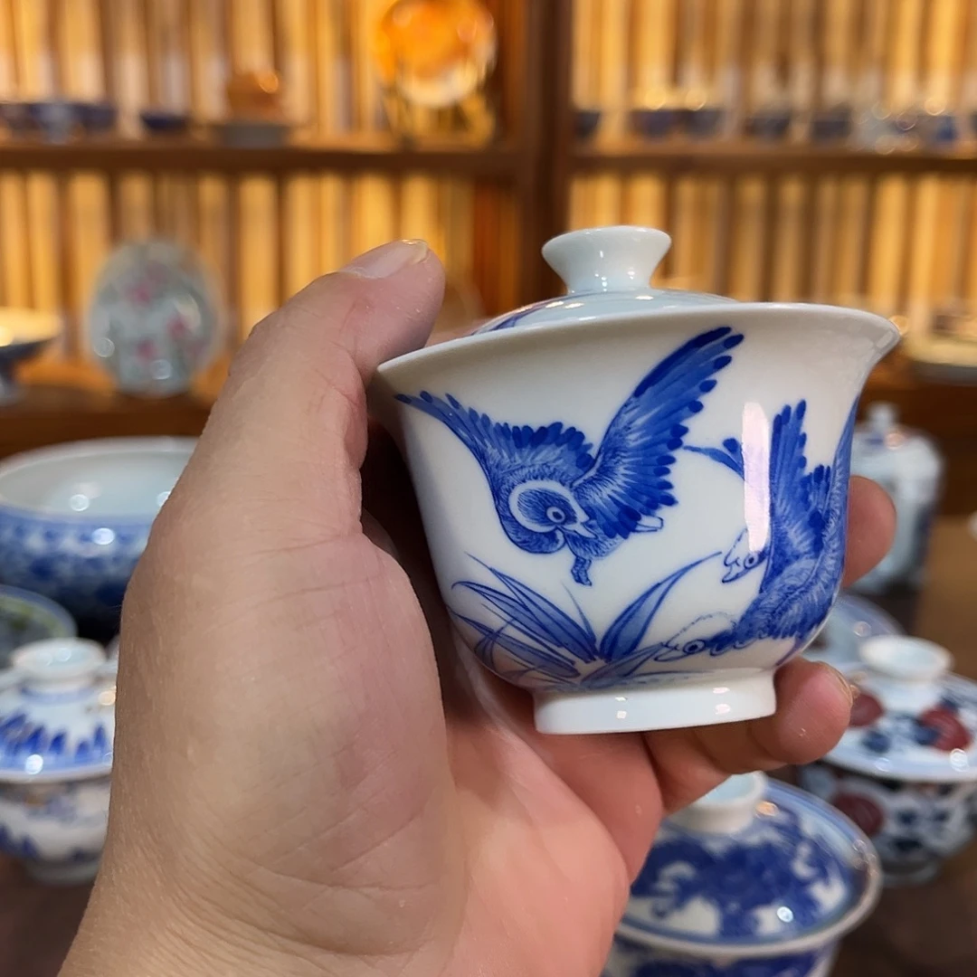 錡镇堂手工手绘盖碗