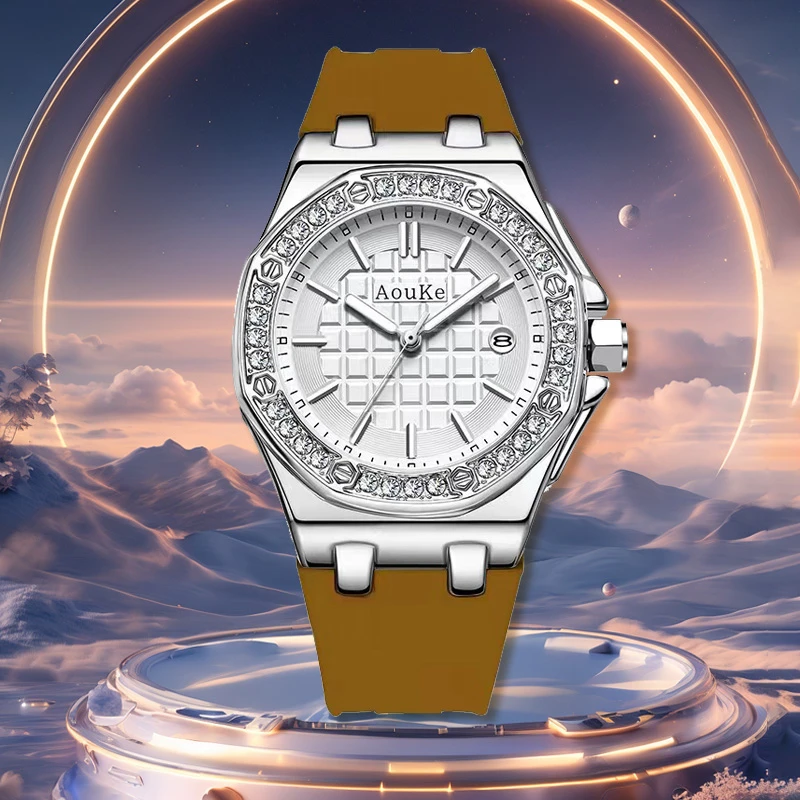 新款橡树镶钻轻奢高颜值女士石英腕表kk037