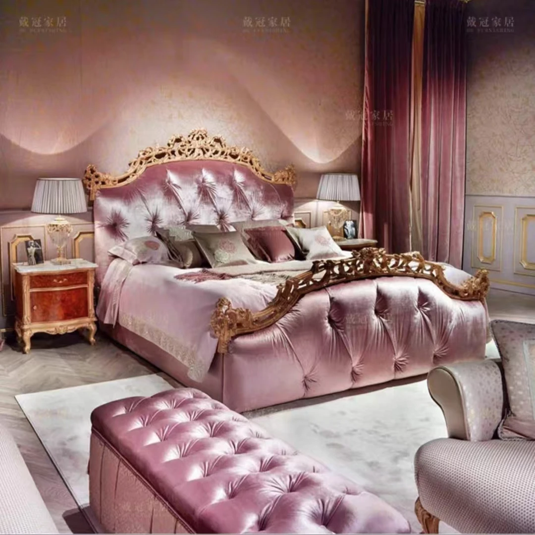 法式双人床主卧大床别墅奢华婚床宫廷实木公主床拉扣储物床
