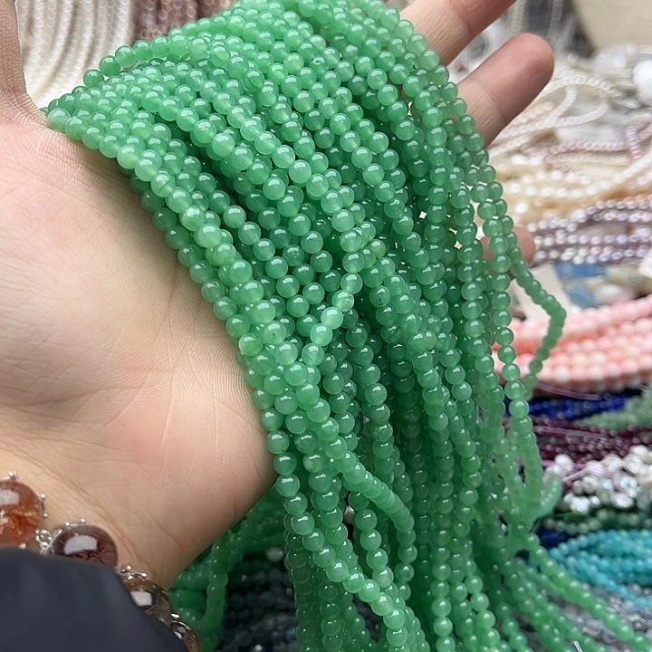 玛瑙/玉髓未镶嵌珠宝半成品2条4mm左右东陵玉