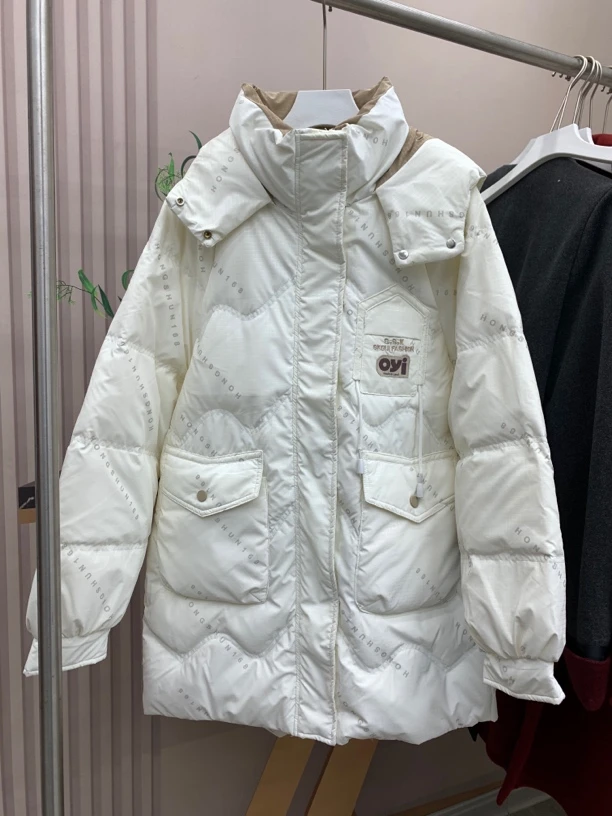 【仟媛】微瑕3210#韩版中长款时尚休闲连帽棉服