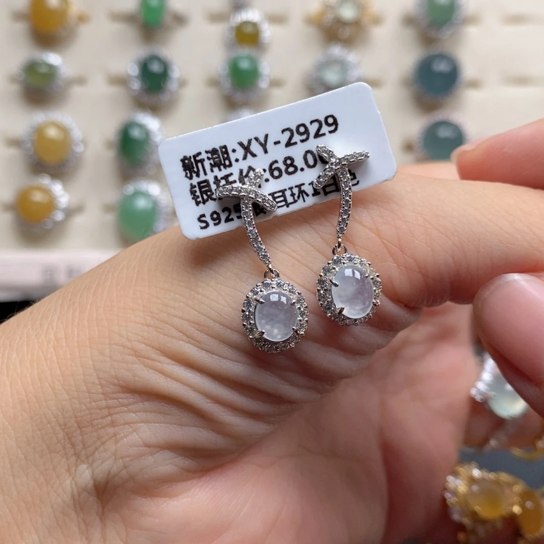 翡翠戒指银S925镶嵌戒指