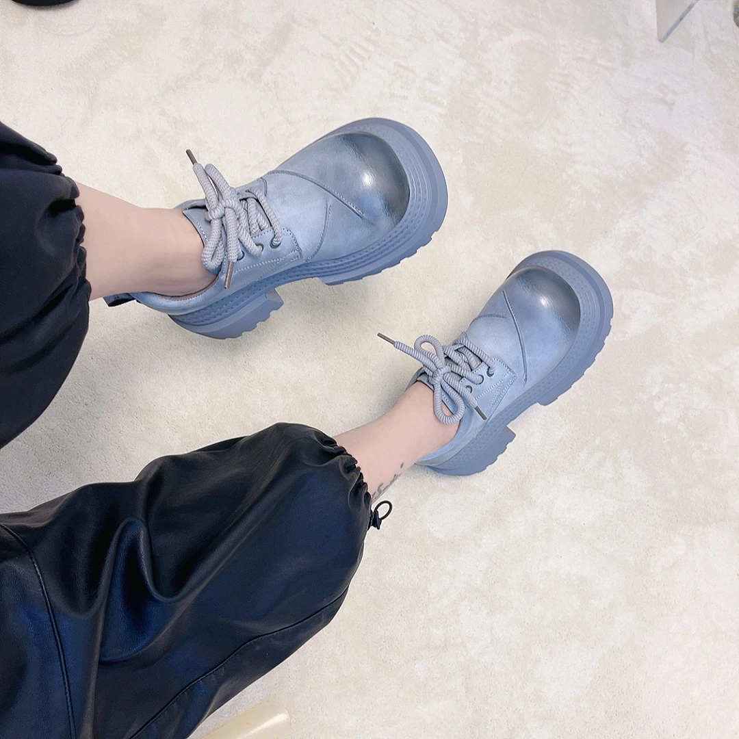 郭姐甄选～2025早春新款复古擦色乐福鞋女增高厚底皮鞋8578-5