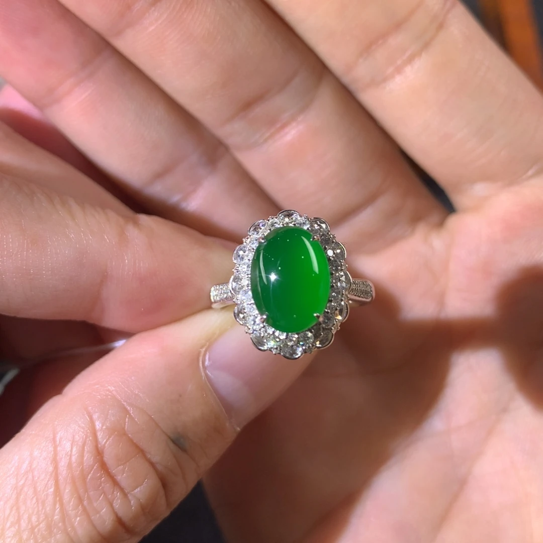 翡翠18K金镶嵌戒指两用款