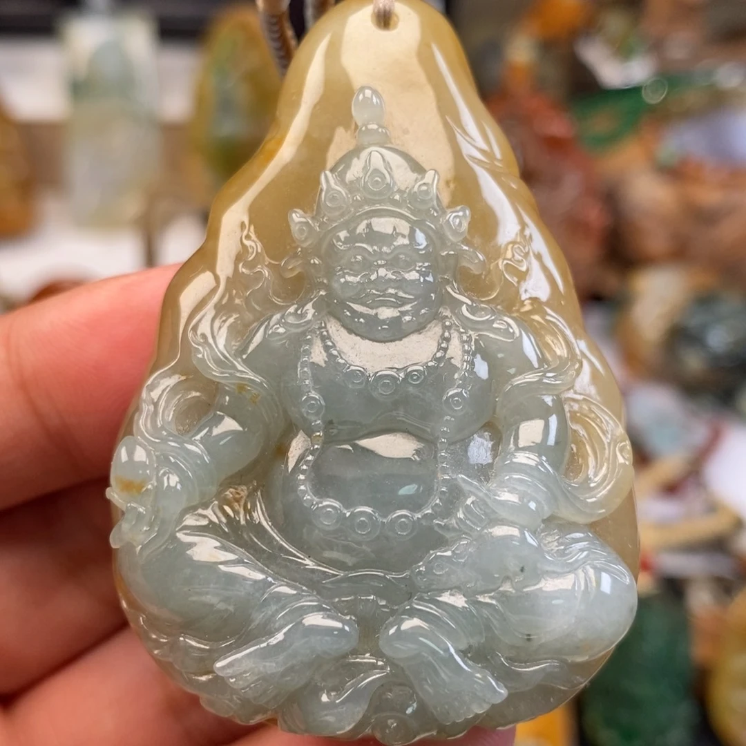 翡翠未镶嵌颈饰缅甸天然翡翠黄财神