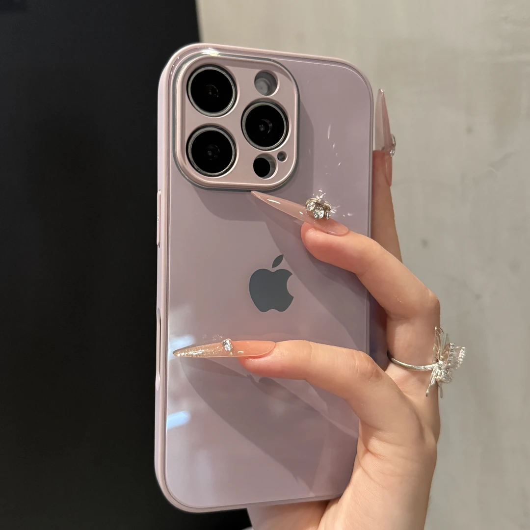 ins高级极简玻璃质感适用iPhone16promax手机壳15苹果14简约13硬