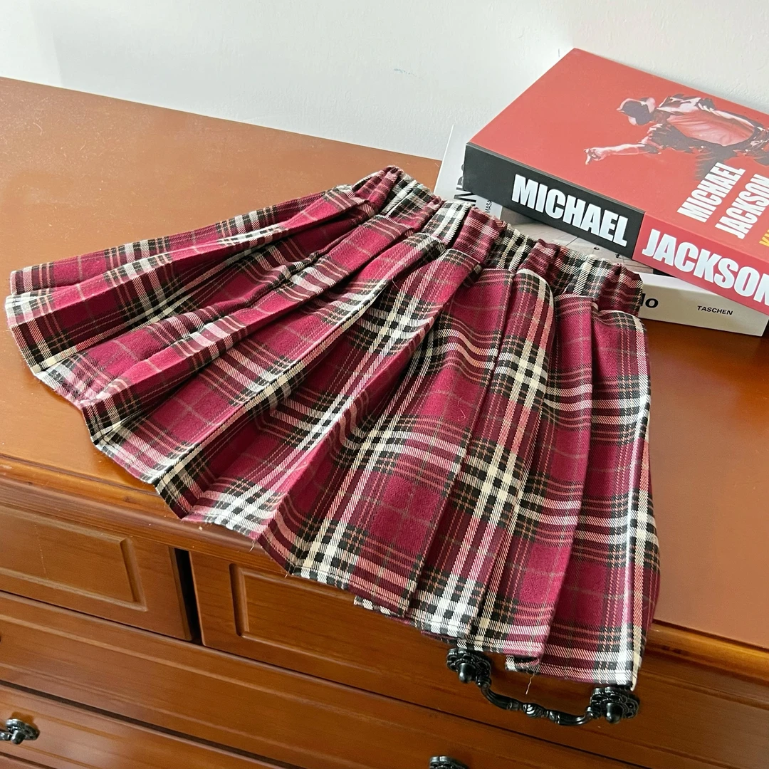 尤画2025春季新款格纹学院风女童百搭时尚品质女童半裙67028