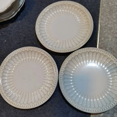 瓷片陶瓷微瑕珠点八寸浅盘家用三个一组