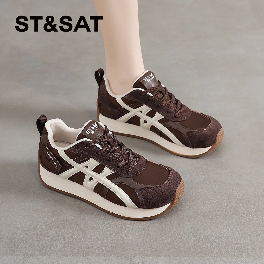 星期六内增高运动休闲鞋2025秋季百搭时尚老爹鞋复古网红潮鞋女士