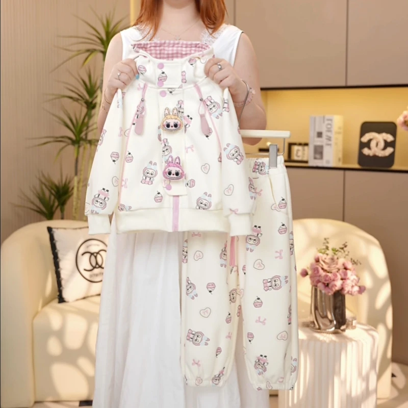 【糖宝魔豆】女童秋装套装2025新款春秋季女孩洋气卡通连帽休闲外套