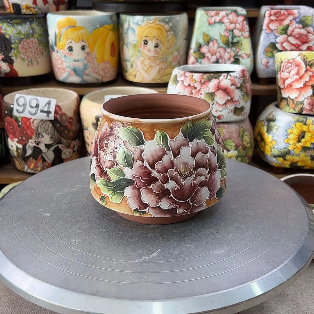 景德镇炫彩手绘口9.5高10