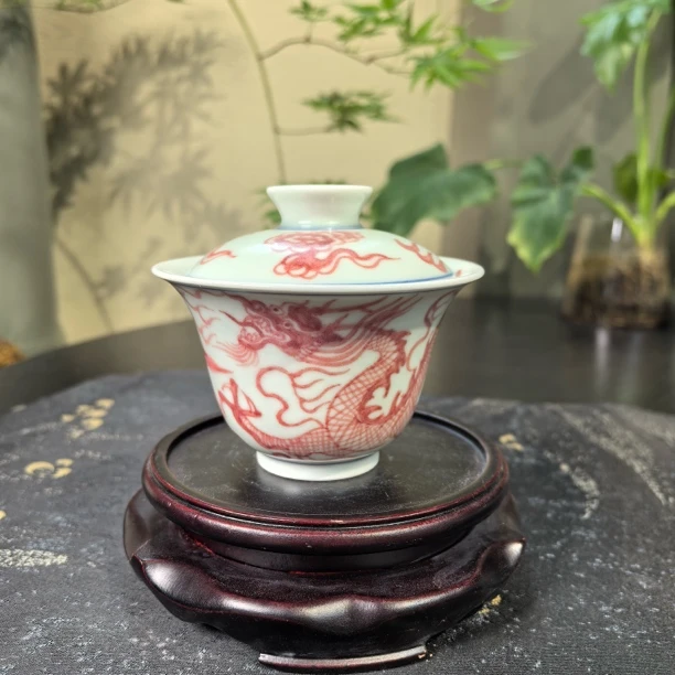 雨溪 福利红龙盖碗 00043