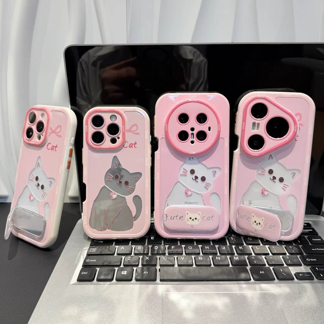 珍珠小猫支架适用苹果/华为/荣耀/OPPO/VIVO/小米手机壳防摔