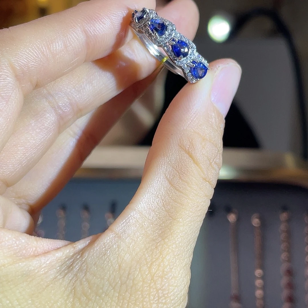 蓝宝石戒指银S925镶嵌