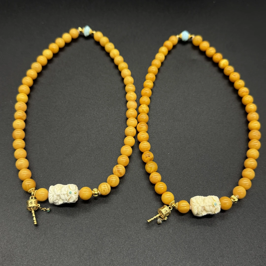 【景旺】【丽丽专属】7mm猛犸扎基老蜡双圈手串@多样性发货只发其一件