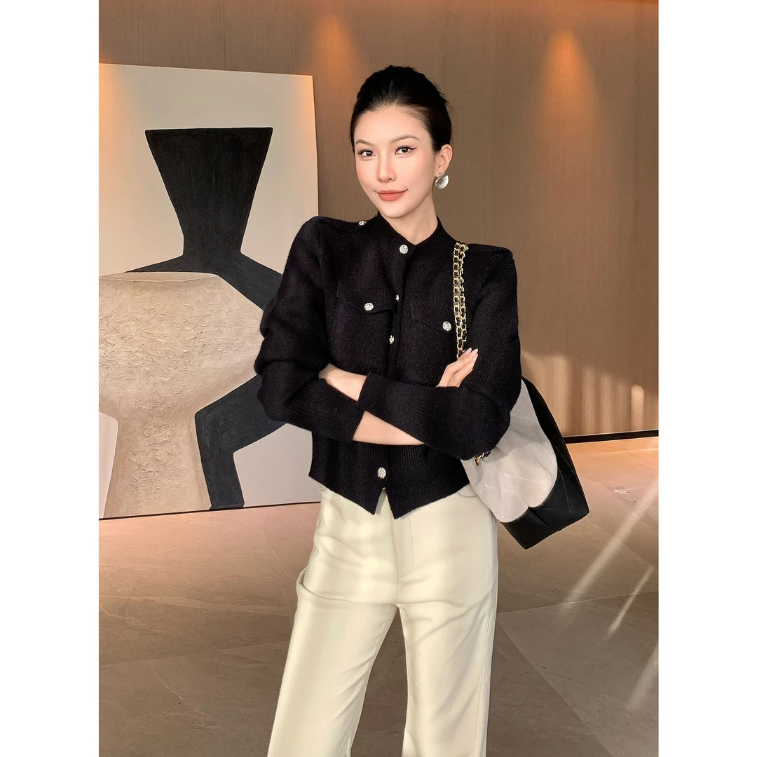 JIJINQI时尚气质小香风轻奢百搭秋冬设计感针织上衣JD11SMXL1188