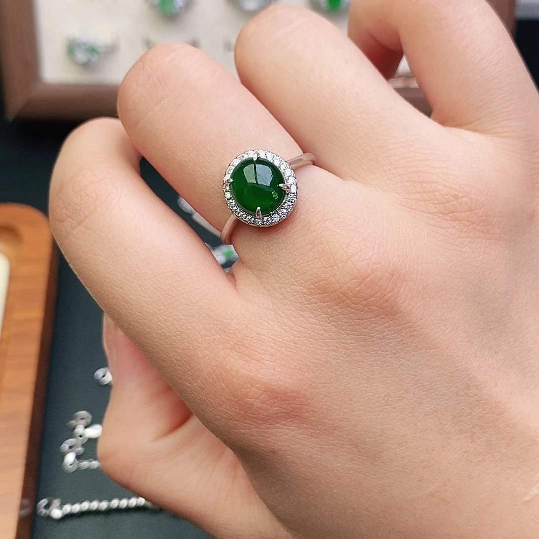 翡翠银S925镶嵌戒指