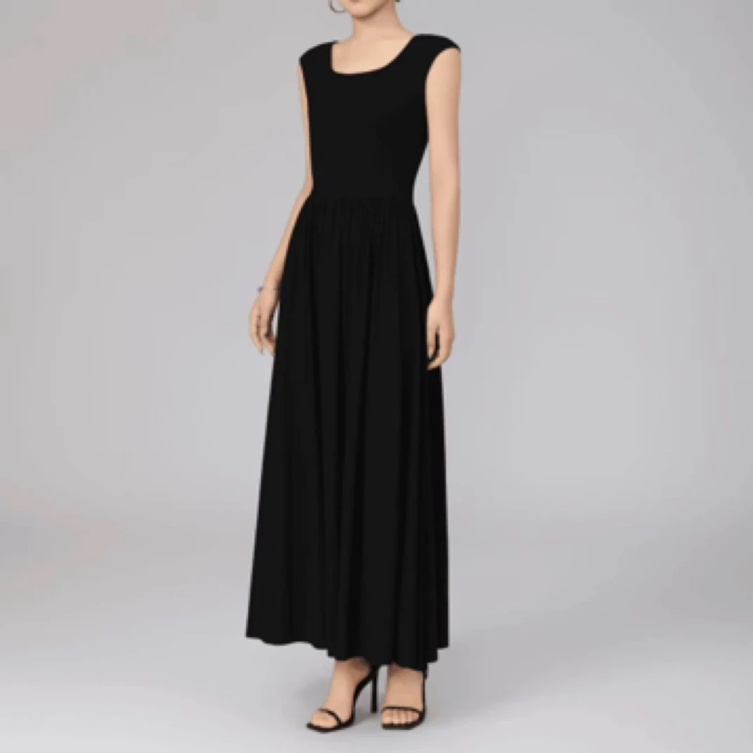 【北京阿玛施】早春新款A字裙时尚百搭垂坠感中长款连衣裙550031