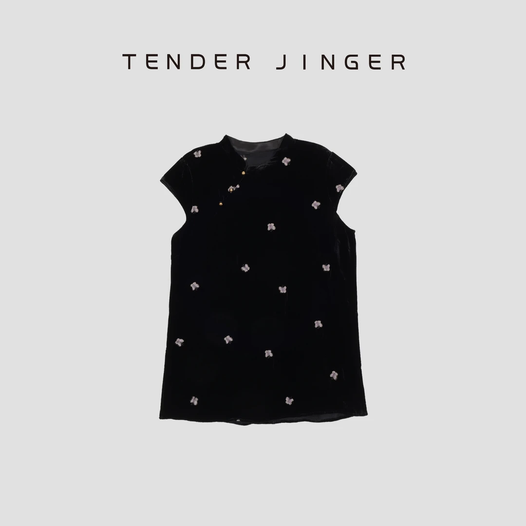 Tender Jinger【黑标】真丝丝绒绣花上衣T52LAN30330