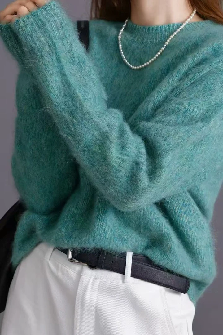 ZH 9296新款羊绒加厚圆领百搭毛衣