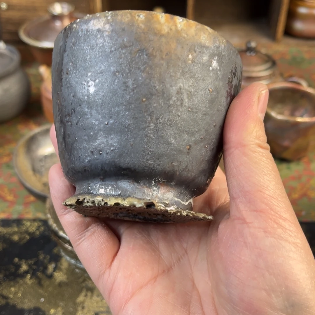 杯净**画柴烧茶器主人杯子