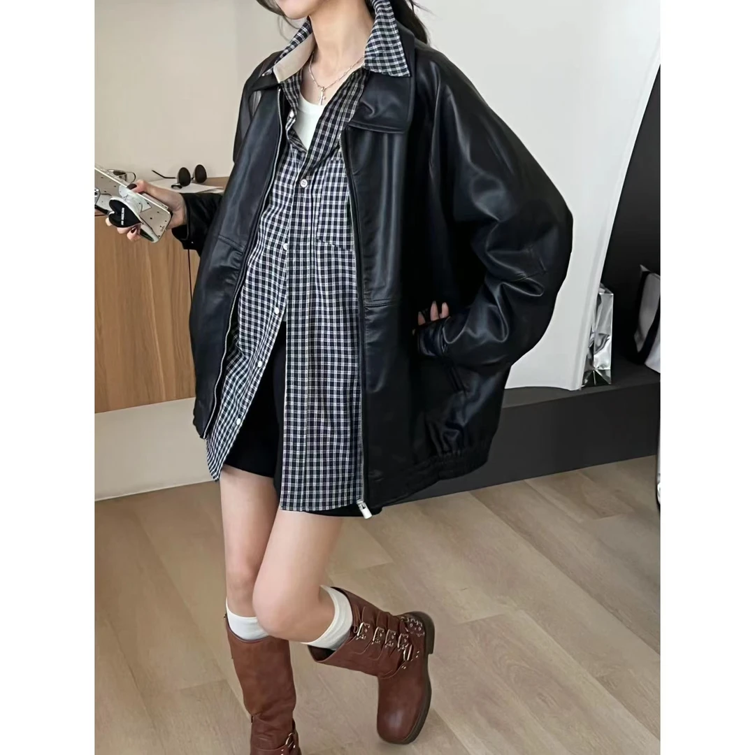 SP【伦敦记忆】 超喜欢的皮衣外套 仿软胎皮皮质超好宽松廓形皮衣