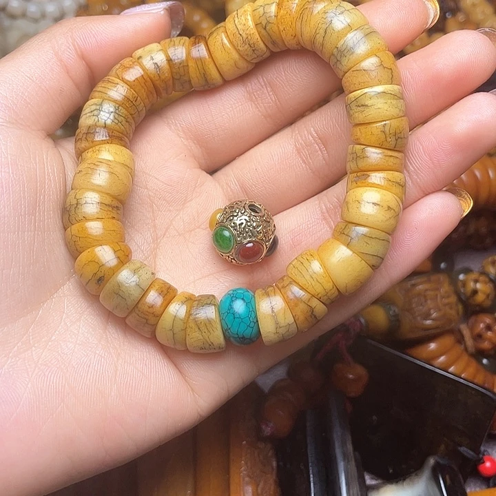寧*牦牛骨大肠半玉化手串