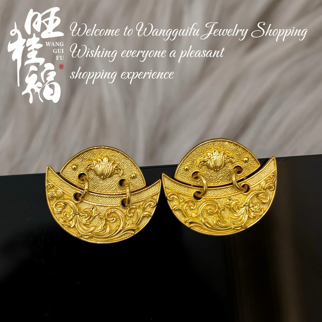 【月中仙】旺桂福珠宝足金999古法耳饰耳钉一对单只