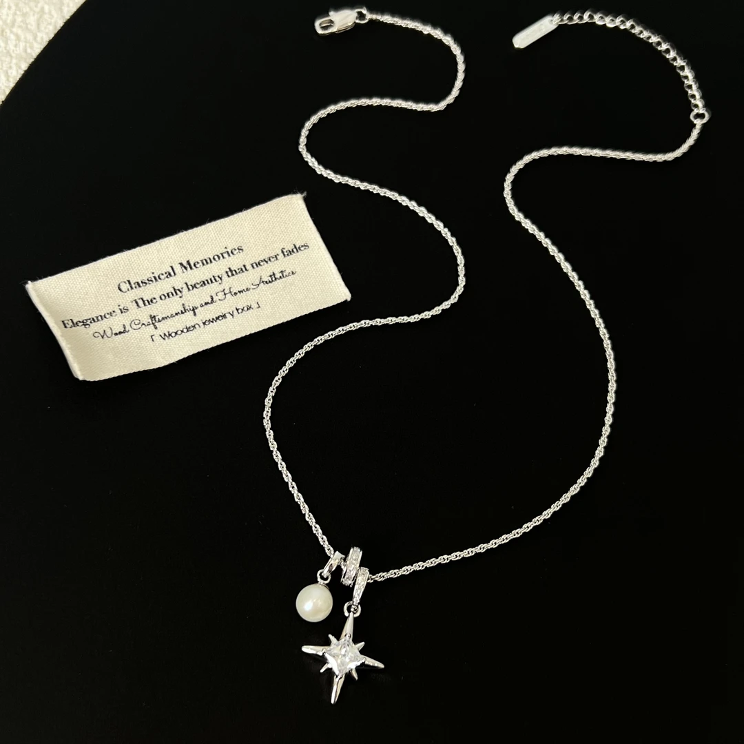 铜合金锆石项链 【夺目耀眼】六芒星项链1428