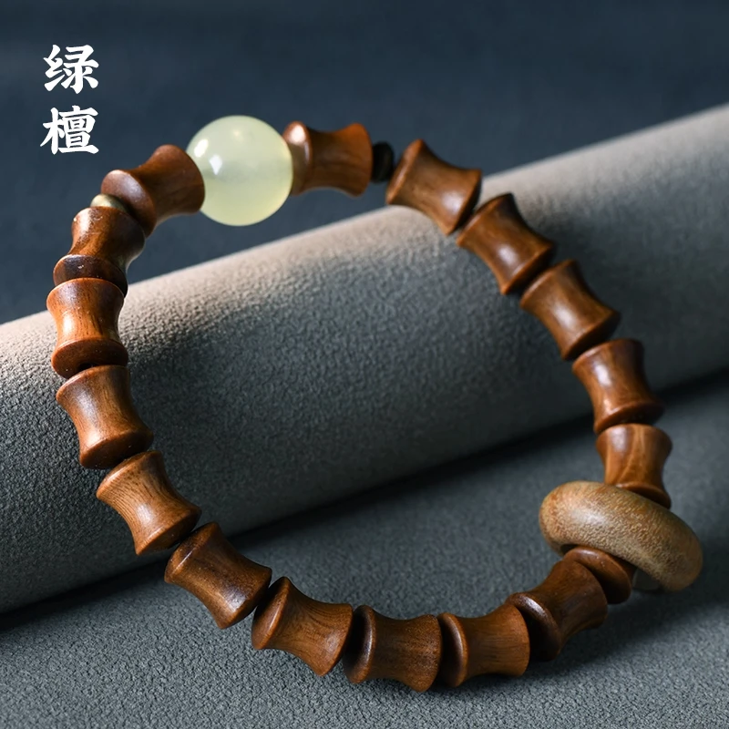 精品绿檀竹节珠A74