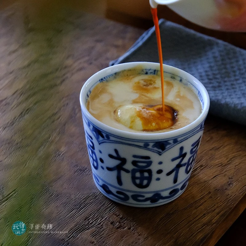 《青花》复古陶瓷手握杯150ML单份拿铁杯小号水杯待客杯