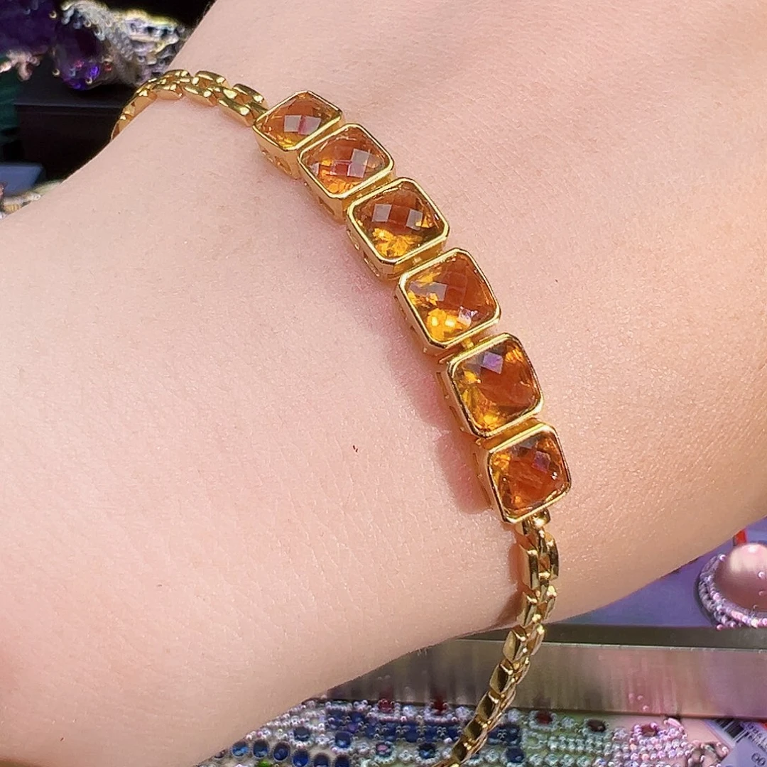 黄晶珠宝半成品银S925镶嵌