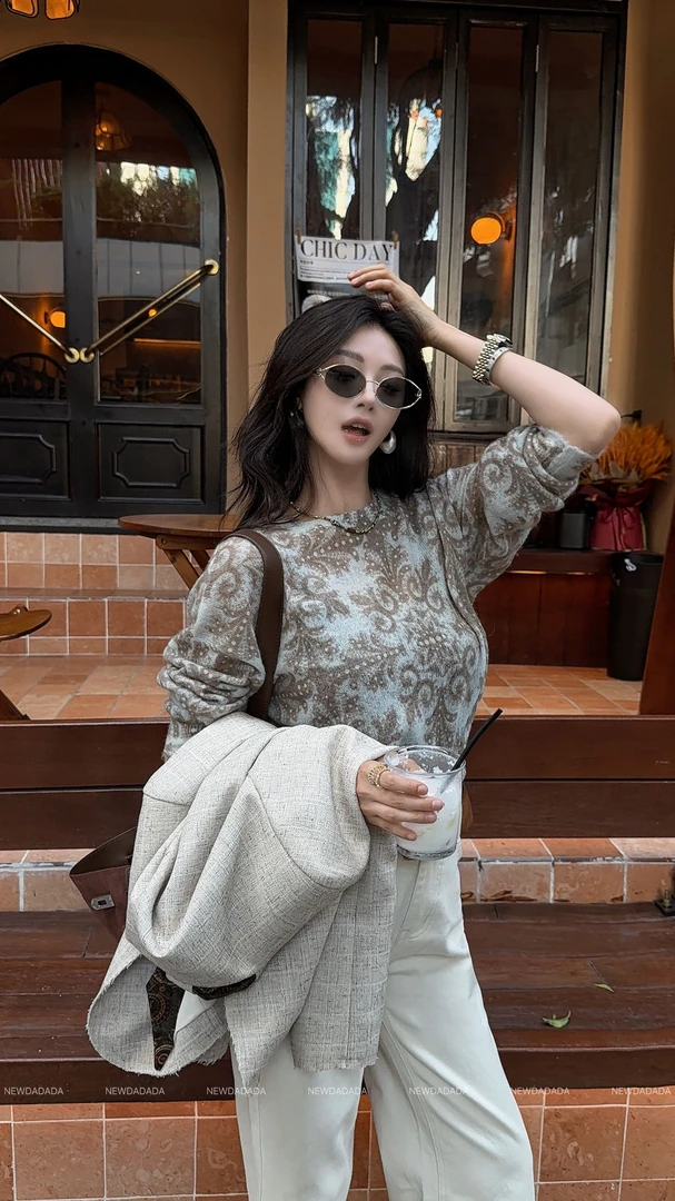 NEW DADADA设计感套头圆领韩版宽松时尚休闲修身毛织上衣CPM1496