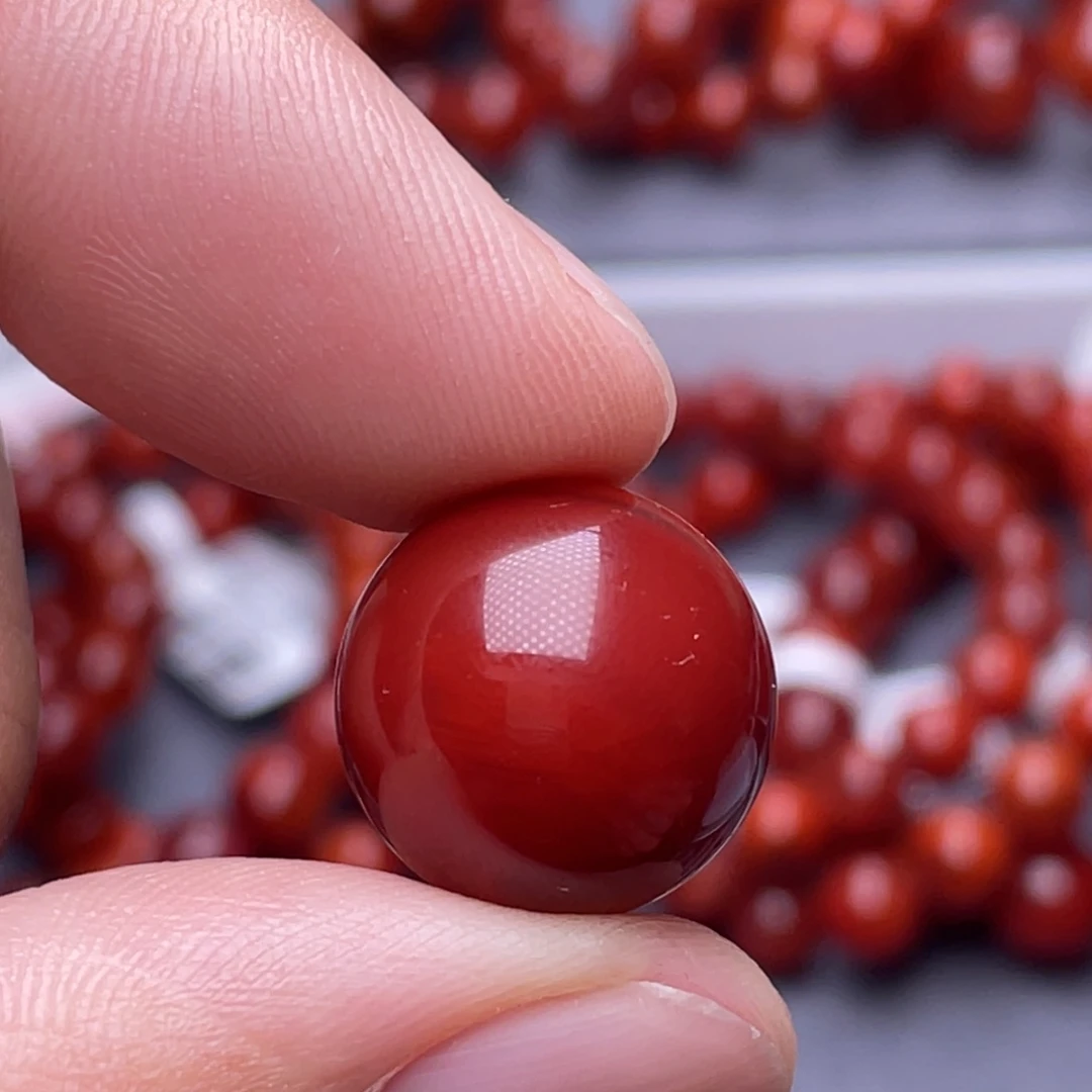 南红玛瑙未镶嵌南红玉石16.4mm瓦西全品原矿牛血满色满肉单珠