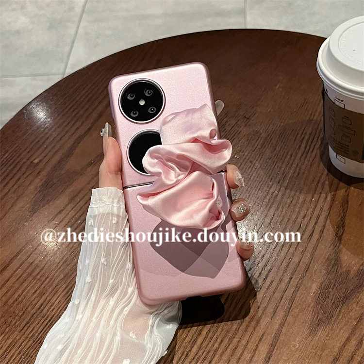 适用华为pocket2手机壳高级小众烤漆丝巾腕带p50pocket折叠保护壳
