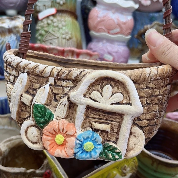 多肉绿植陶瓷花盆9.9包邮，有孔