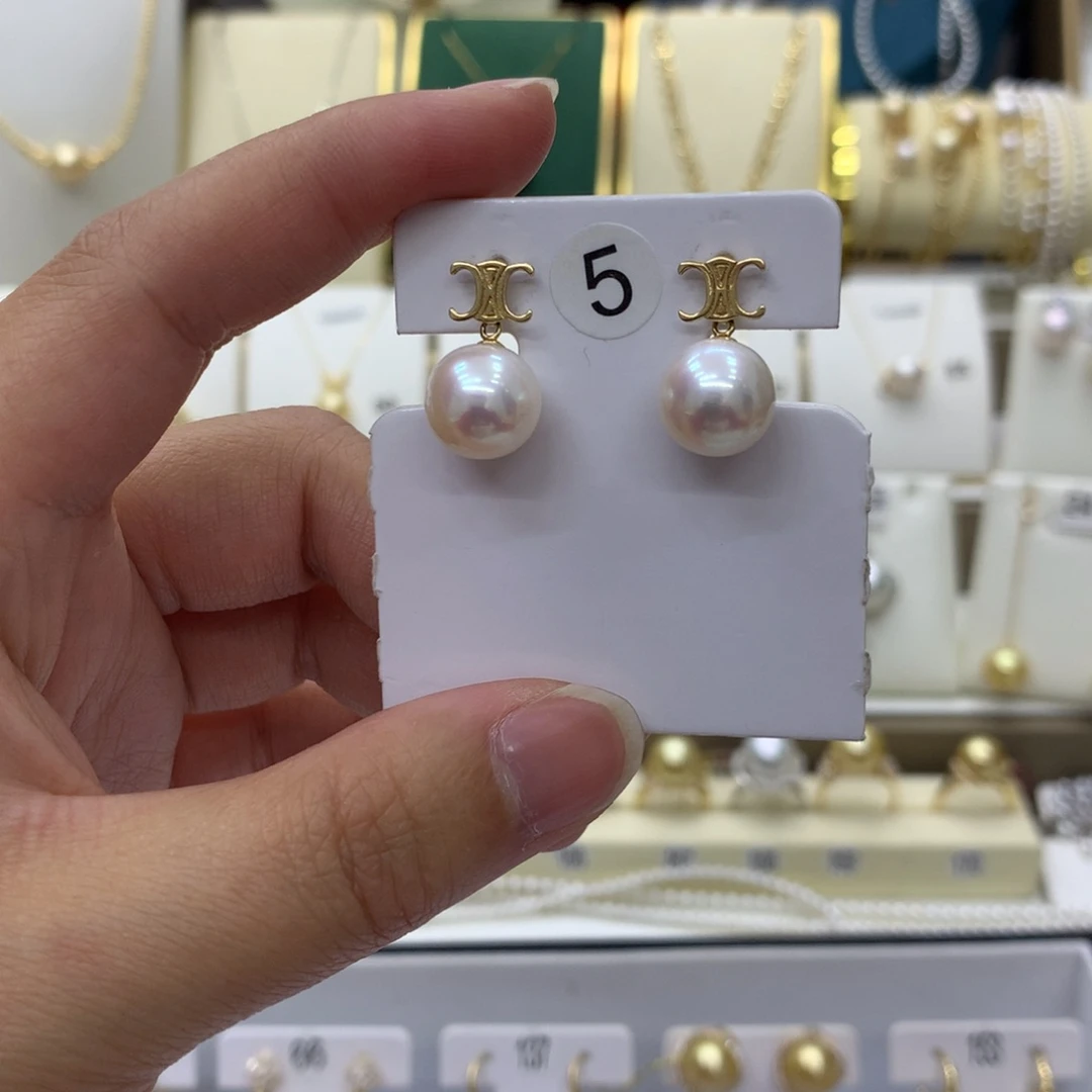 淡水珍珠耳饰18K金镶嵌